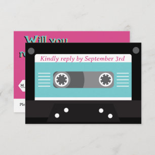 Retro 70s Music Cassettebandje Groovy Fuchsia Fun  RSVP Kaartje