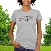 Retro 70's Navy Blue-Gold Flower Power T-shirt