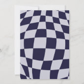 Retro 70s Navy Checkered Arch Foto Afstuderen Kaart (Achterkant)