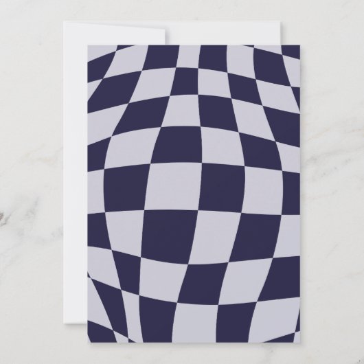 Retro 70s Navy Checkered Arch Foto Afstuderen Kaart (Achterkant)