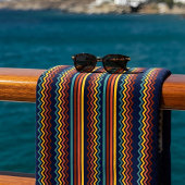 Retro 70s Navy Red & Yellow Geometric Stripe Strandlaken