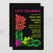 Retro 70s Neon Groovy Psychedelische Bloem Verjaar Kaart (Voorkant / Achterkant)