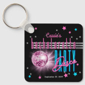 Retro 70's Neon Kijk Disco Ball Bachelorette Sleutelhanger (Voorkant)
