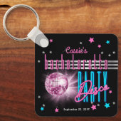 Retro 70's Neon Kijk Disco Ball Bachelorette Sleutelhanger (Voorkant)
