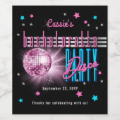 Retro 70's Neon Kijk Disco Ball Bachelorette Wijn Etiket (Enkel label)