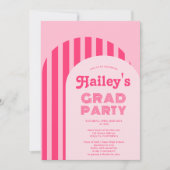  retro 70s neonroze  foto afstuderen kaart (Voorkant)