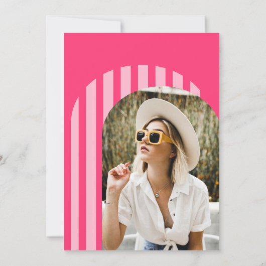  retro 70s neonroze  foto afstuderen kaart (Achterkant)