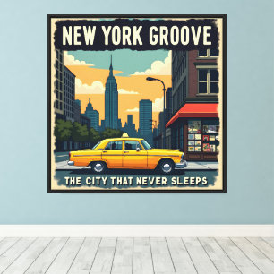 Retro 70s NYC Travel:  New York Groove Canvas Afdruk