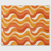Retro 70s Orange Mustard Wave Abstract Pattern Cadeaupapier (Vlak)