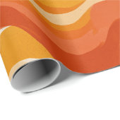Retro 70s Orange Mustard Wave Abstract Pattern Cadeaupapier (Rol Hoek)