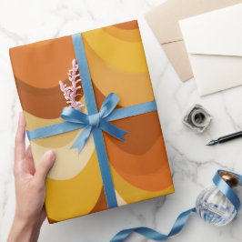 Retro 70s Orange Mustard Wave Abstract Pattern Cadeaupapier