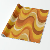 Retro 70s Orange Mustard Wave Abstract Pattern Cadeaupapier (Uitgerold)