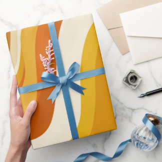 Retro 70s Orange Mustard Wave Abstract Pattern Cadeaupapier