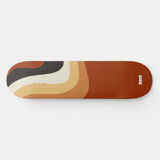 Retro 70s Oranje Abstract Groovy Hippie Monogram Persoonlijk Skateboard (Horizontaal)