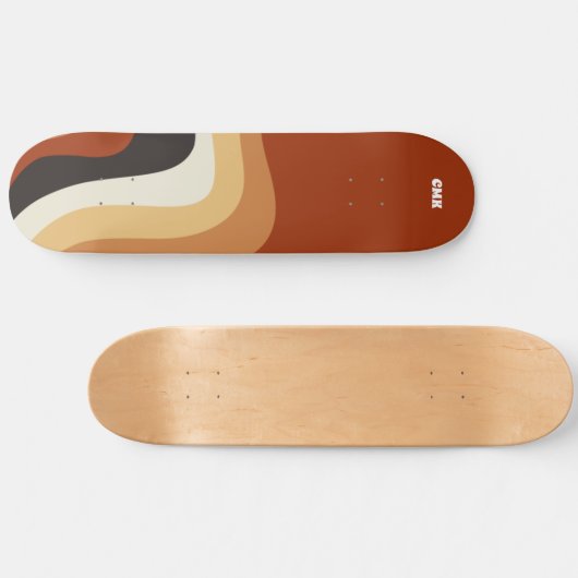 Retro 70s Oranje Abstract Groovy Hippie Monogram Persoonlijk Skateboard (Horizontaal)