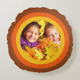 Retro 70's Oranje bruine foto rondreis Rond Kussen