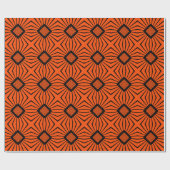 Retro 70s Oranje en zwart omslagpapier Cadeaupapier (Vlak)