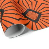 Retro 70s Oranje en zwart omslagpapier Cadeaupapier (Rol Hoek)