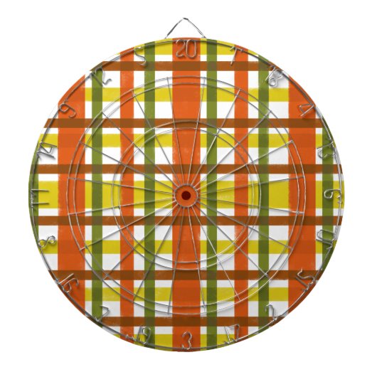 Retro 70s Oranje geel speldenstaart Dartbord (Voorkant)