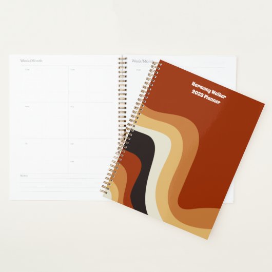 Retro 70s Oranje Groovy Hippie gepersonaliseerd 20 Planner (Display)