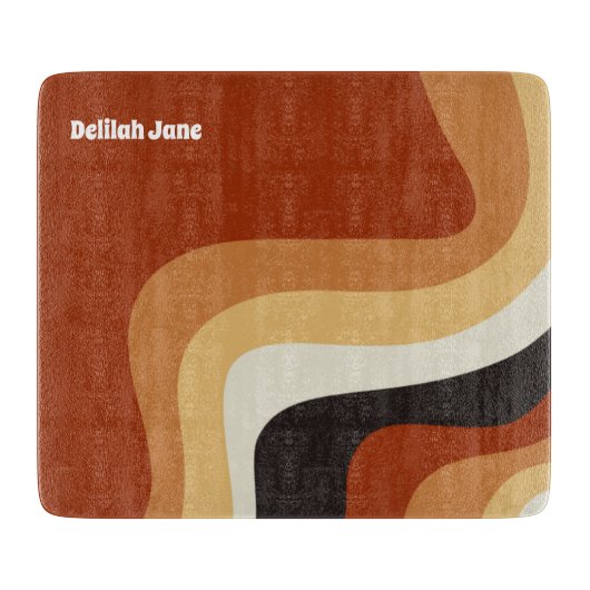 Retro 70s Oranje Groovy Hippie Persoonlijk Snijplank (Voorkant)