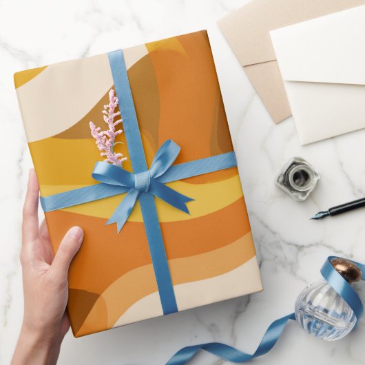 Retro 70s Oranje Mosterd Golf Abstract Patroon Cadeaupapier (Geschenken)