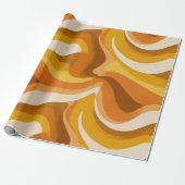 Retro 70s Oranje Mosterd Golf Abstract Patroon Cadeaupapier (Uitgerold)