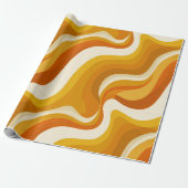 Retro 70s Oranje Mosterd Golf Abstract Patroon Cadeaupapier (Uitgerold)