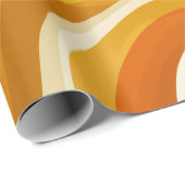 Retro 70s Oranje Mosterd Golf Abstract Patroon Cadeaupapier (Rol Hoek)