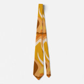 Retro 70s Oranje Mosterd Golf Abstract Patroon Stropdas (Voorkant)