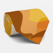 Retro 70s Oranje Mosterd Golf Abstract Patroon Stropdas (Opgerold)
