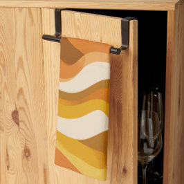 Retro 70s oranje mosterd golf abstract patroon theedoek