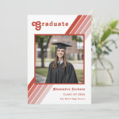 Retro 70's Oranje Stripe Afstudeerder Foto Afstude Aankondiging (Staand voorkant)