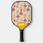 Retro 70s paddenstoel monogram pickleball paddle (Voorkant)