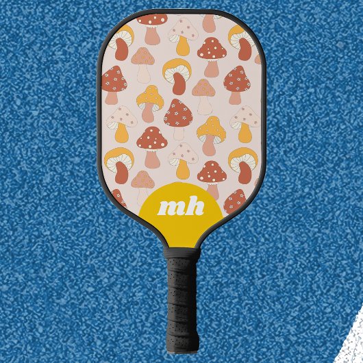 Retro 70s paddenstoel monogram pickleball paddle