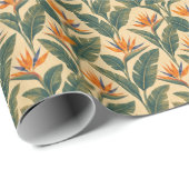Retro 70s Paradijsvogel Tropisch Inpakpapier (Rol Hoek)
