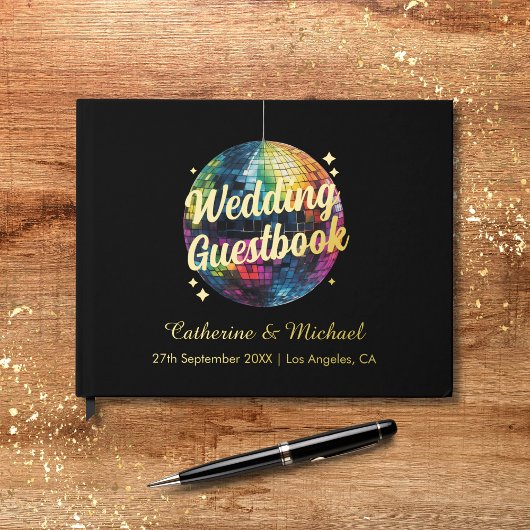 Retro 70's Party Disco Ball Sparkle Glam Wedding Gastenboek