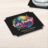 Retro 70's Party Disco Ball Sparkle Glam Wedding Kartonnen Onderzetters (Gekanteld)