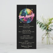 Retro 70's Party Disco Ball Sparkle Glam Wedding Menu (Staand voorkant)