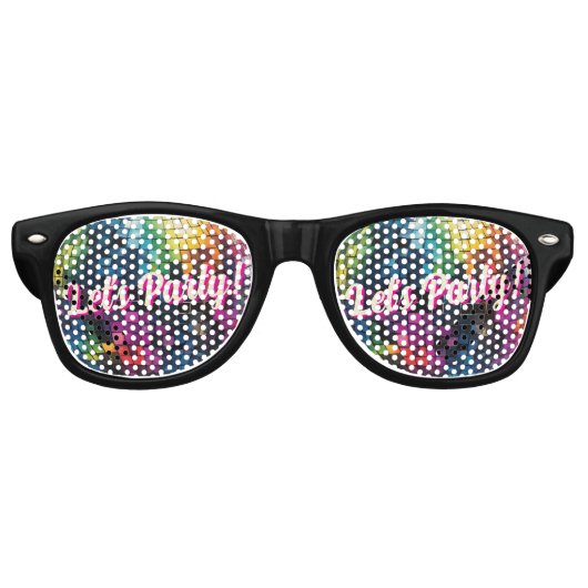 Retro 70's Party Disco Ball Sparkle Glam Wedding Retro Zonnebril (Voorkant)