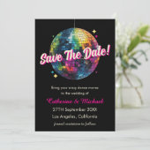 Retro 70's Party Disco Ball Sparkle Glam Wedding Save The Date (Staand voorkant)