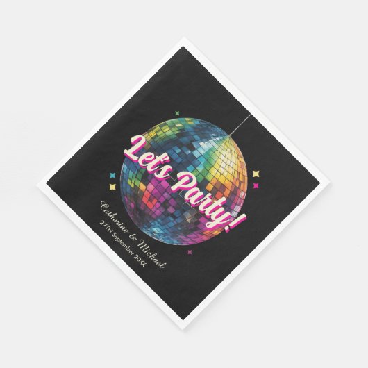 Retro 70's Party Disco Ball Sparkle Glam Wedding Servet (Hoek)