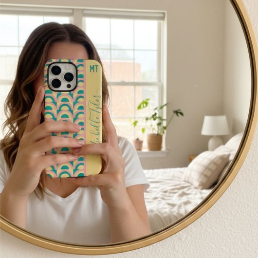 Retro 70s pastel eigentijds patroon monogram Case-Mate iPhone case