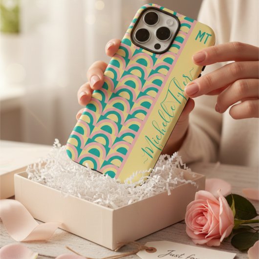 Retro 70s Pastel Groovy Geometrisch Gepersonalisee Case-Mate iPhone Case