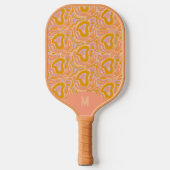 Retro 70's Pastel Peach Monogram Topography Pickleball Paddle (Voorkant)