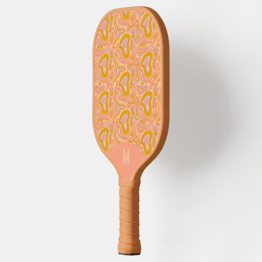 Retro 70's Pastel Peach Monogram Topography Pickleball Paddle (Links)