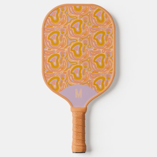 Retro 70's Pastel Purple Monogram Topography  Pickleball Paddle (Voorkant)