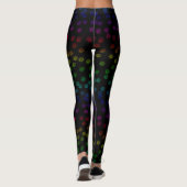 Retro 70s Pastel Rainbow Bloemenprint op zwart Leggings (Achterkant)