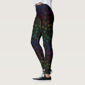Retro 70s Pastel Rainbow Bloemenprint op zwart Leggings (Links)
