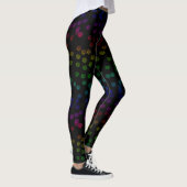 Retro 70s Pastel Rainbow Bloemenprint op zwart Leggings (Rechts)